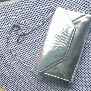 J. CREW SILVER ENVELOPE CLUTCH
